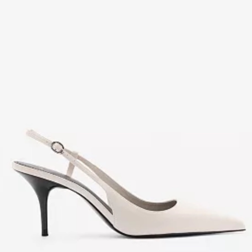 Mango Minomalist Chic White Patent Slingback with Black Heels - EU 40 (NWT) - Picture 2 of 13